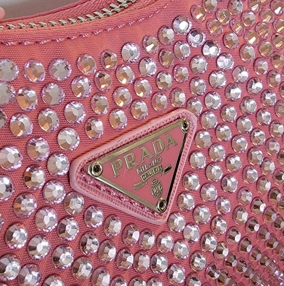 Pink Crystal Embellished Crossbody Bag Shoulder Purse - Picture 6 of 12